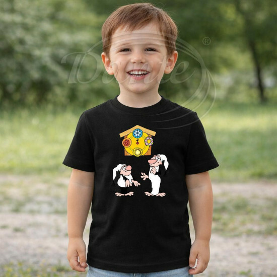 Dětské tričko černé Křemílek a Vochomůrka hodiny - DTLi082/hl