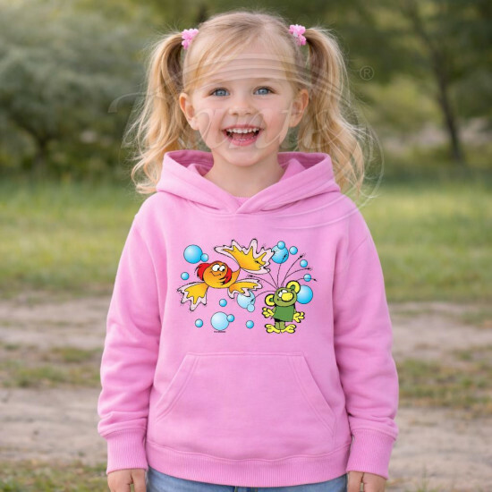 Dětská růžová mikina Rákosníček a ryba - DTLi240/hl