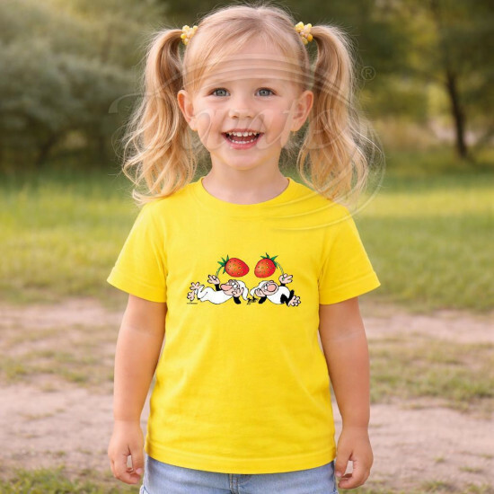 Dětské tričko žluté Křemílek a Vochomůrka jahody - DTLi116/hl