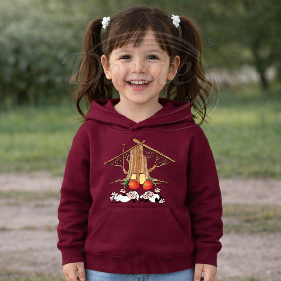 Dětská bordó mikina Křemílek a Vochomůrka chaloupka - DTLi107/hl