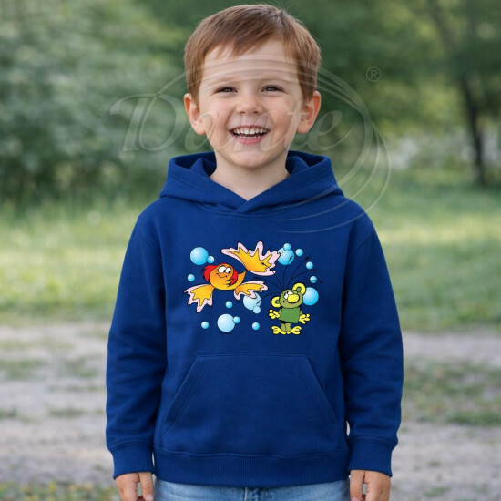 Dětská modrá mikina Rákosníček a ryba - DTLi239/hl