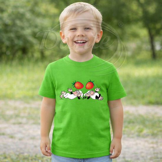 Dětské tričko zelené Křemílek a Vochomůrka jahody - DTLi115/hl