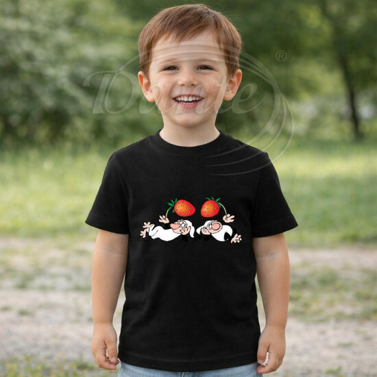 Dětské tričko černé Křemílek a Vochomůrka jahody - DTLi112/hl