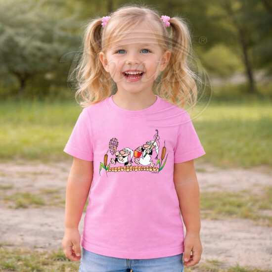 Dětské tričko růžové Křemílek a Vochomůrka rybáři - DTLi174/hl