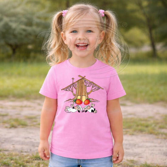 Dětské tričko růžové Křemílek a Vochomůrka chaloupka - DTLi104/hl