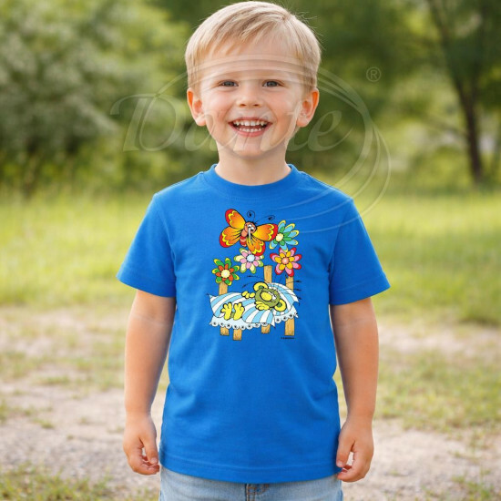 Dětské tričko modré Rákosníček spí - DTLi283/hl