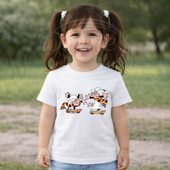 Dětské tričko bílé Křemílek a Vochomůrka na skejtu - DTLi061/hl