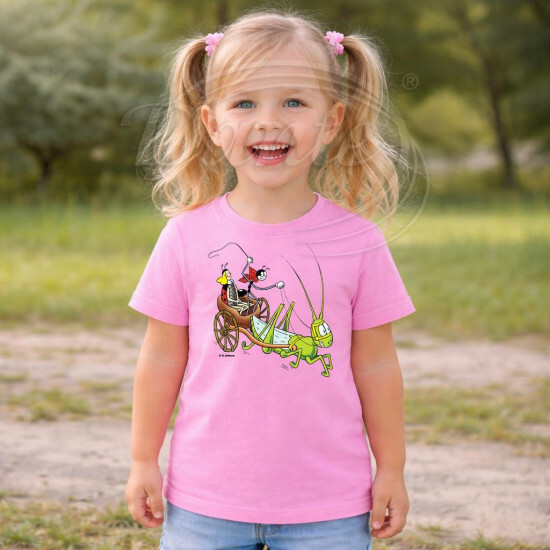 Dětské tričko růžové Ferda Mravenec s Beruškou v kočáře - DTLi054/hl