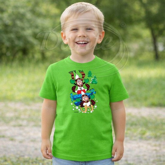 Dětské tričko zelené Křemílek a Vochomůrka sáňkují - DTLi185/hl