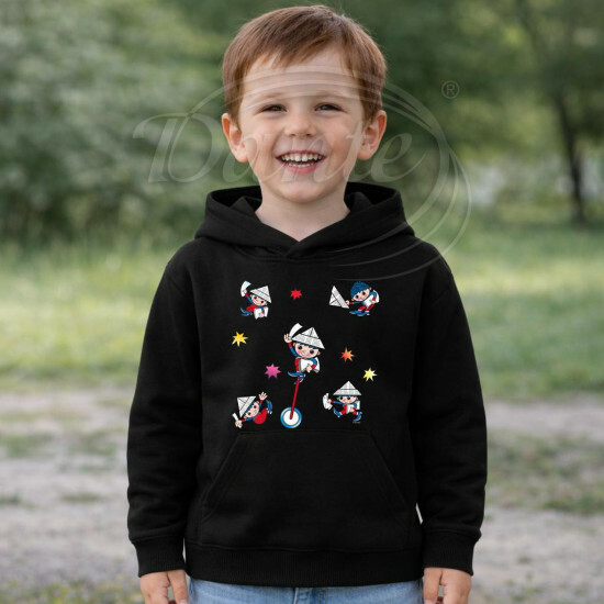 Dětská černá mikina Večerníček koláž - DTLi348/hl