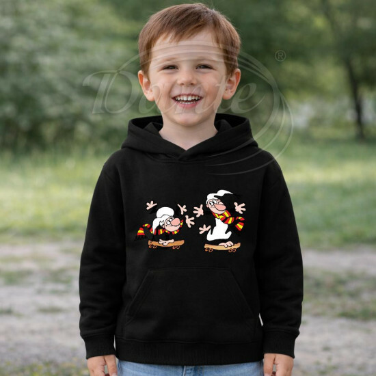 Dětská černá mikina Křemílek a Vochomůrka na skejtu - DTLi068/hl