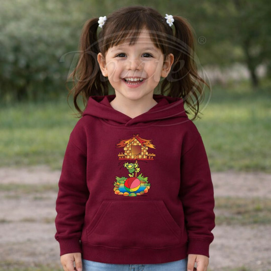 Dětská bordó mikina Rákosníček chaloupka rybník Brčálník - DTLi257/hl