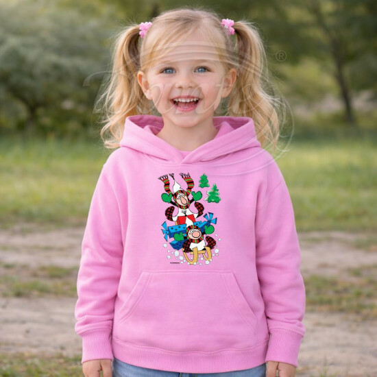 Dětská růžová mikina Křemílek a Vochomůrka sáňkují - DTLi190/hl