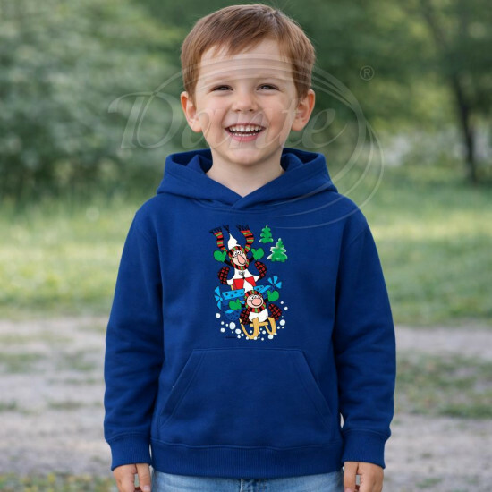 Dětská modrá mikina Křemílek a Vochomůrka sáňkují - DTLi189/hl