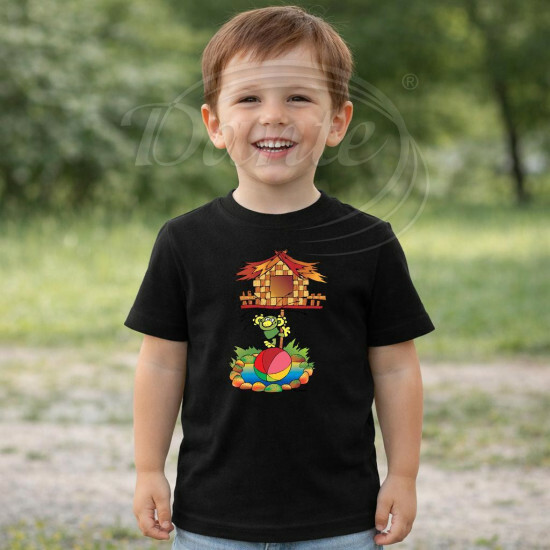Dětské tričko černé Rákosníček chaloupka rybník Brčálník - DTLi252/hl