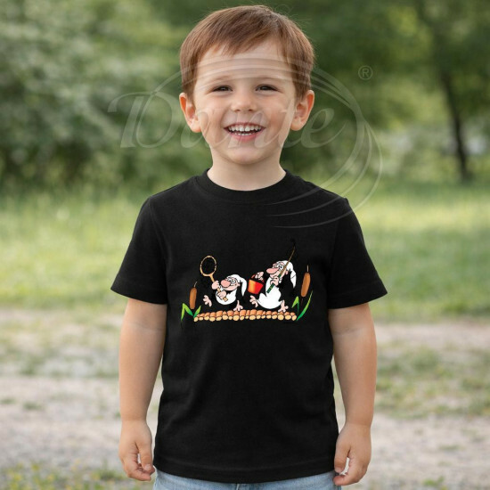 Dětské tričko černé Křemílek a Vochomůrka rybáři - DTLi172/hl