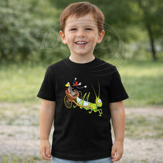 Dětské tričko černé Ferda Mravenec s Beruškou v kočáře - DTLi052/hl