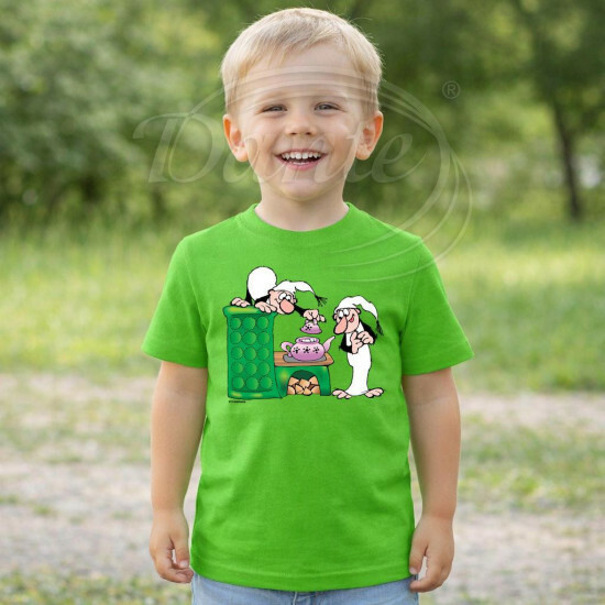 Dětské tričko zelené Křemílek a Vochomůrka vaří - DTLi205/hl