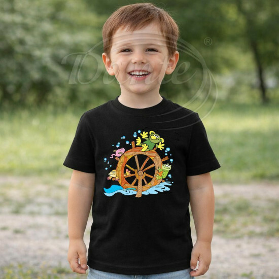 Dětské tričko černé Rákosníček vodní kolo - DTLi302/hl