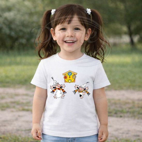 Dětské tričko bílé Křemílek a Vochomůrka radost u hodin - DTLi161/hl