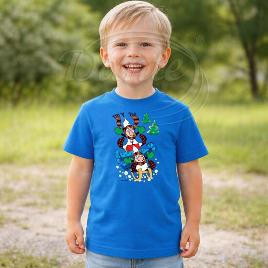 Dětské tričko modré Křemílek a Vochomůrka sáňkují - DTLi183/hl