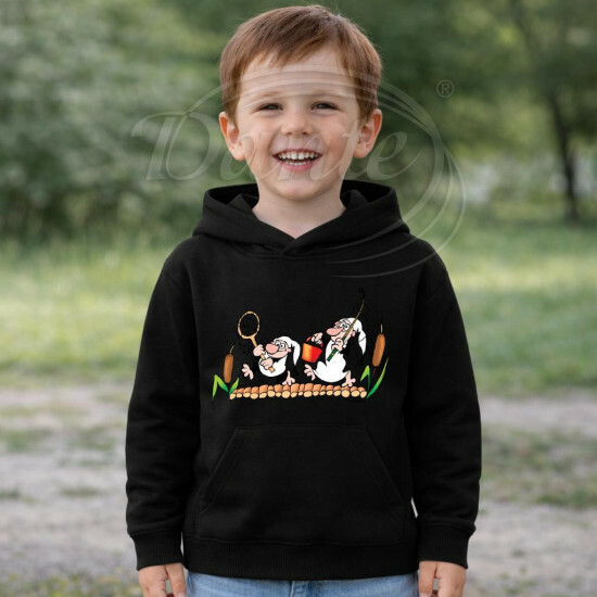 Dětská černá mikina Křemílek a Vochomůrka rybáři - DTLi178/hl