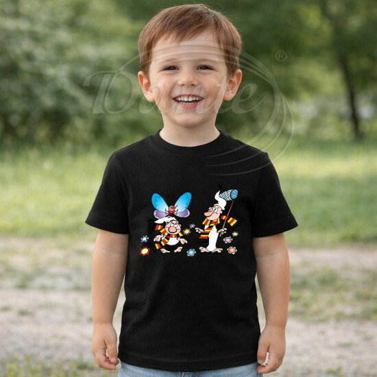 Dětské tričko černé Křemílek a Vochomůrka motýl - DTLi152/hl