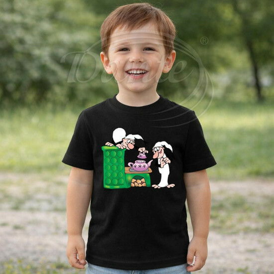 Dětské tričko černé Křemílek a Vochomůrka vaří - DTLi202/hl