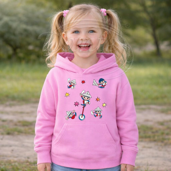 Dětská růžová mikina Večerníček koláž - DTLi350/hl