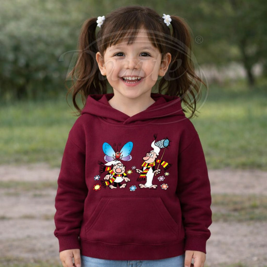 Dětská bordó mikina Křemílek a Vochomůrka motýl - DTLi157/hl