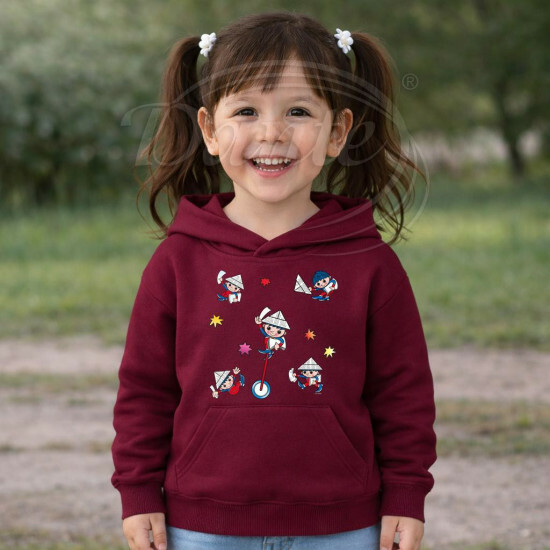 Dětská bordó mikina Večerníček koláž - DTLi347/hl