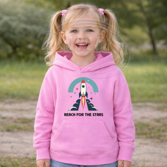 Dětská mikina růžová Raketa Reach for the Stars černý text - DMi096/hl