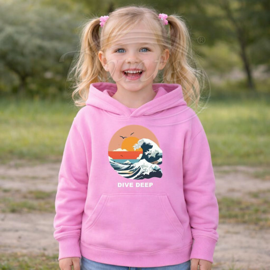 Dětská mikina růžová Mořská vlna Dive Deep bílý text - DMi092/hl