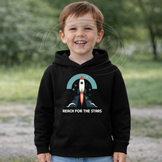 Dětská mikina černá Raketa Reach for the Stars bílý text - DMi017/hl
