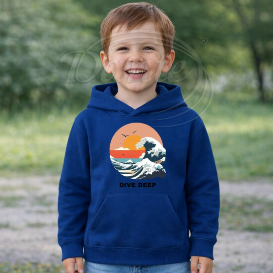 Dětská mikina modrá Mořská vlna Dive Deep černý text - DMi067/hl