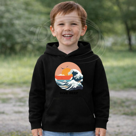 Dětská mikina černá Mořská vlna Dive Deep černý text - DMi015/hl