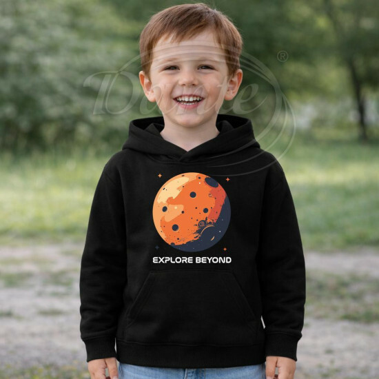 Dětská mikina černá Mars Explore Beyond bílý text - DMi011/hl