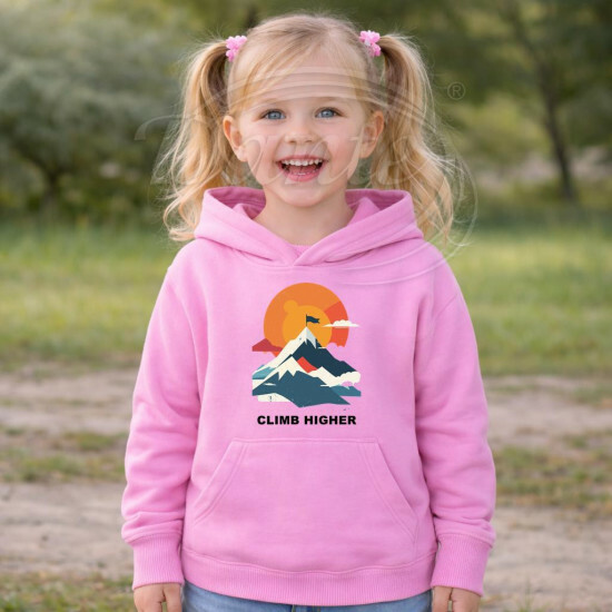 Dětská mikina růžová Horský vrchol Climb Higher - DMi087/hl