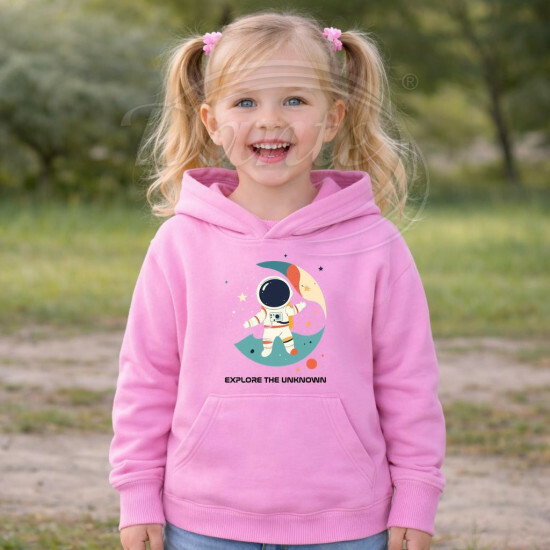 Dětská mikina růžová Astronaut Explore the Unknown černý text - DMi076/hl