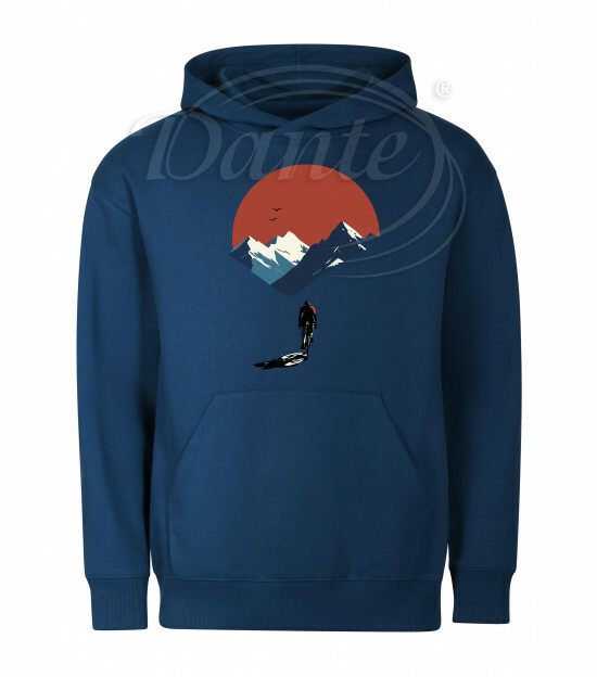 Mikina unisex tm. modrá Cyklista v horách - Miu062/hl