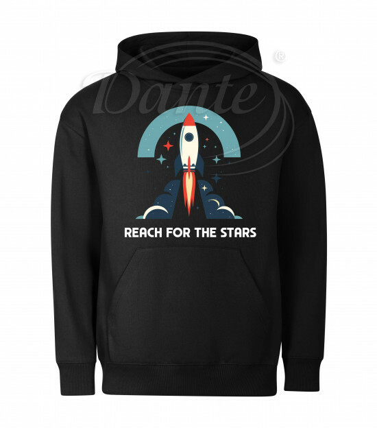 Mikina unisex černá Raketa Reach for the Stars bílý text - Miu030/hl