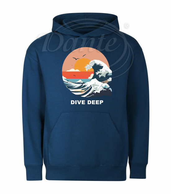 Mikina unisex tm. modrá Mořská vlna Dive Deep bílý text - Miu077/hl