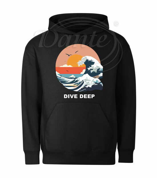 Mikina unisex černá Mořská vlna Dive Deep bílý text - Miu028/hl