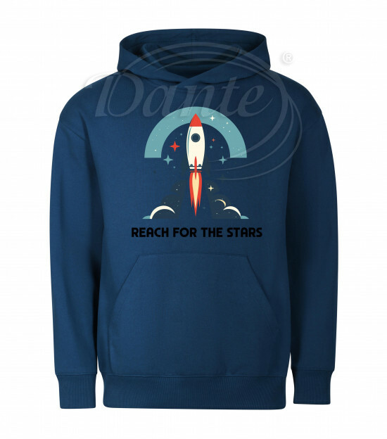Mikina unisex tm. modrá Raketa Reach for the Stars černý text - Miu081/hl