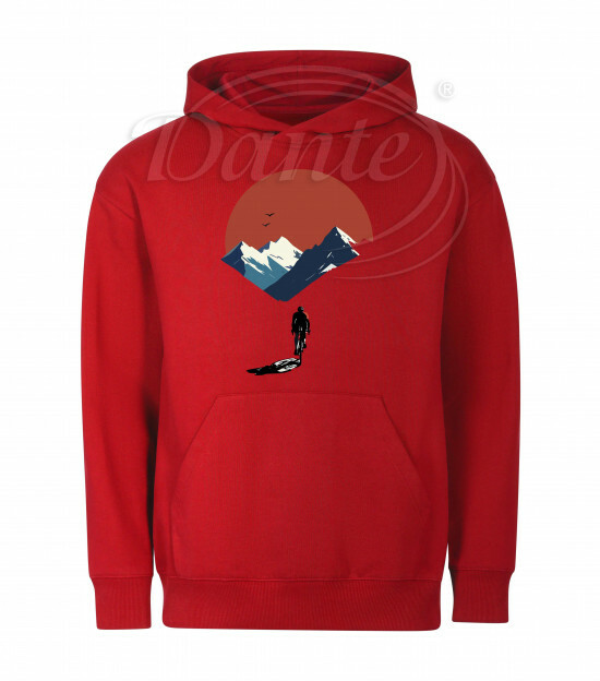 Mikina unisex červená Cyklista v horách - Miu036/hl