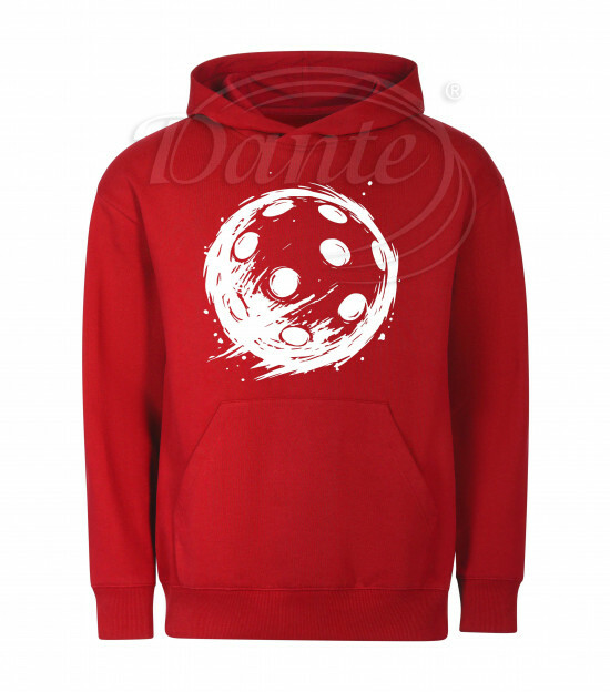 Mikina unisex červená Florbalový míček bílý - Miu038/hl