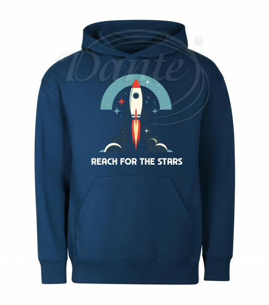 Mikina unisex tm. modrá Raketa Reach for the Stars bílý text - Miu080/hl