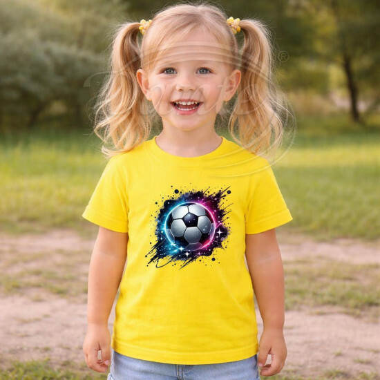 Dětské tričko žluté Kopací míč fialový - DTT015/hl