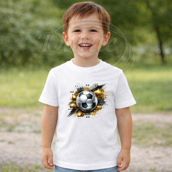 Dětské tričko bílé Kopací míč zlatý - DTT003/hl