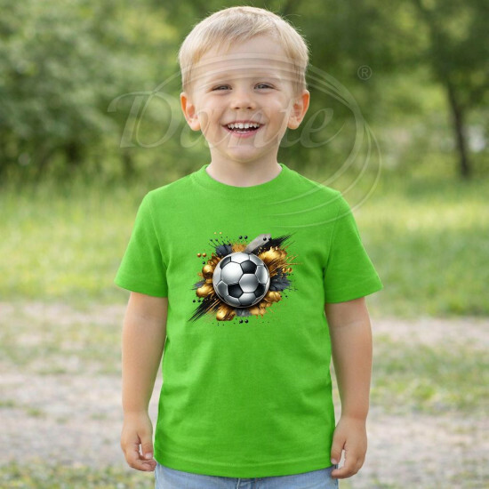 Dětské tričko zelené Kopací míč zlatý - DTT013/hl